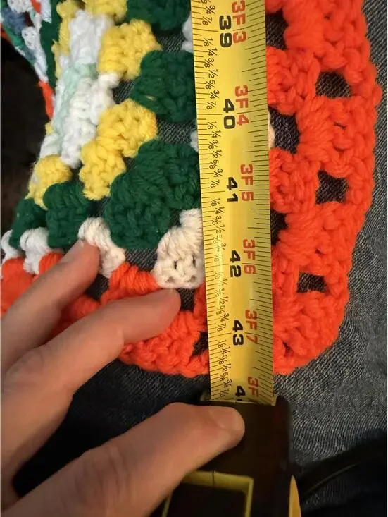 Vintage Hand Crocheted Granny Square Afghan Baby Crib Throw Blanket 27” X 44” - Picture 6 of 6